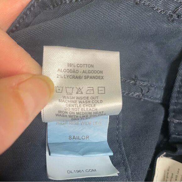 Womens DL1961 Hepburn Sailor High Rise Wide Leg Button Front Pants Blue 31 #WW - Picture 11 of 12